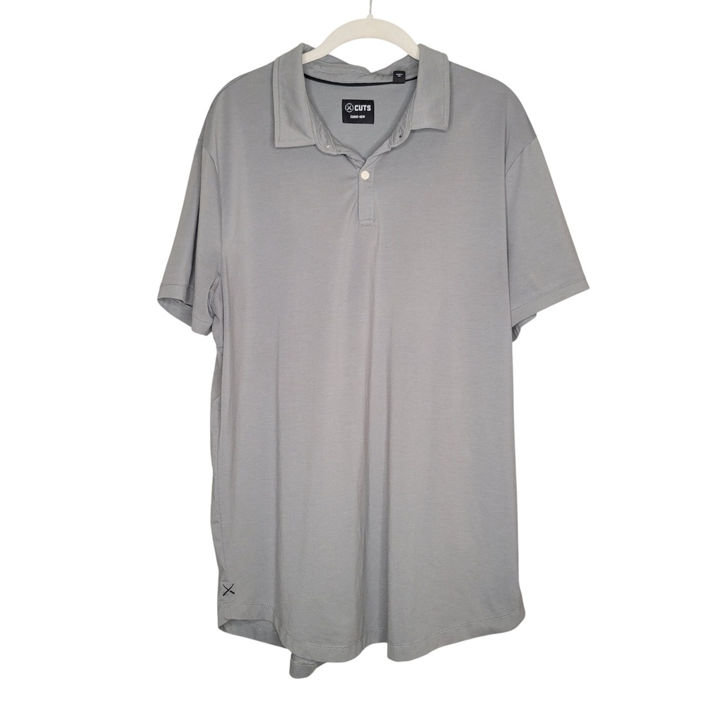 CUTS Polo Shirt Men's Size XXL AO Wolf Gray S/S Soft Casual‎ Curved Hem